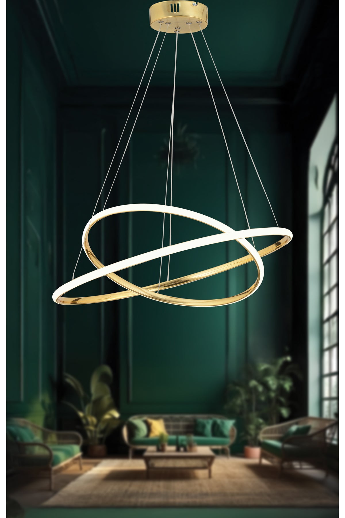 Bernardo 45x35 Büyük Çember Modern Sarkıt Beyaz Işık Led Avize - Gold