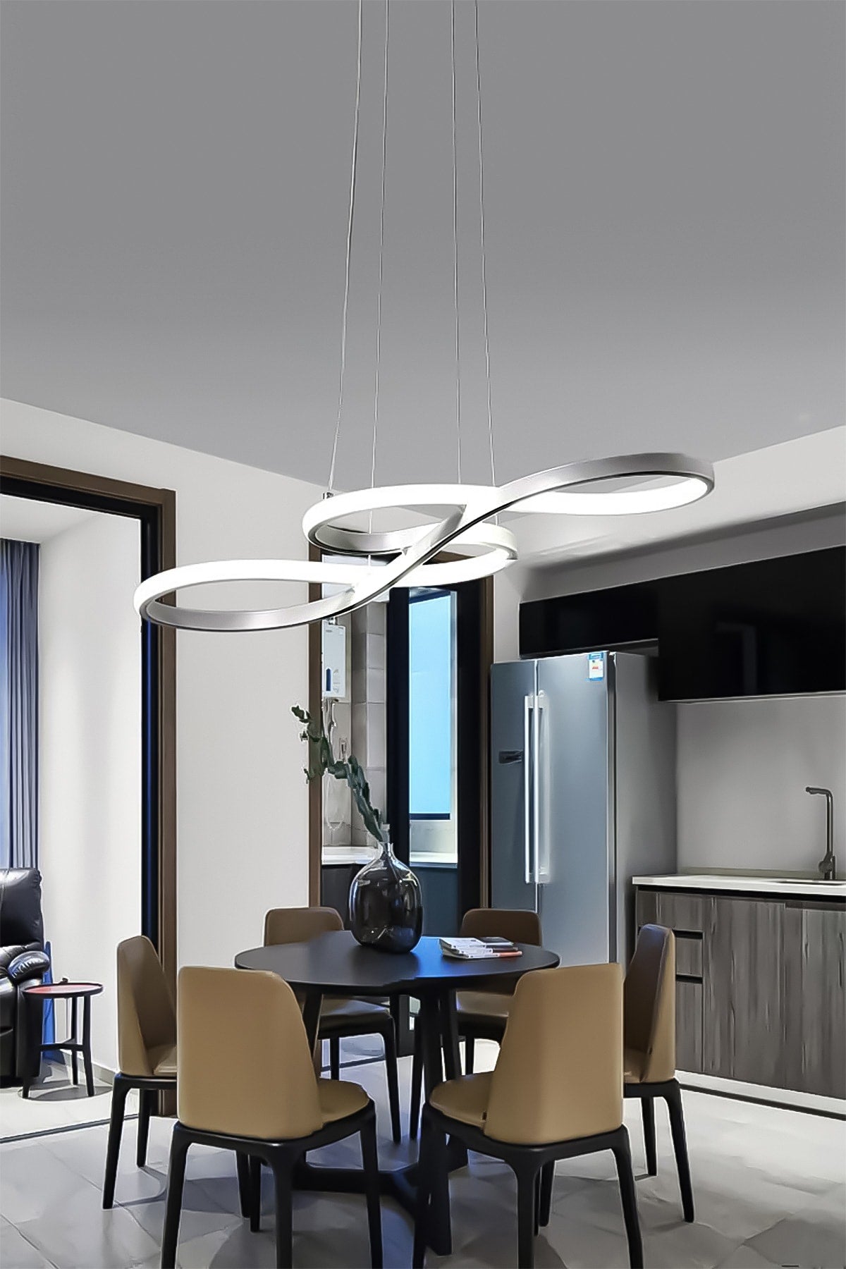 Modern Rimaldo Sarkıt Led Beyaz Power Ledli Salon Mutfak Oda Hol Ledli Avize - Krom