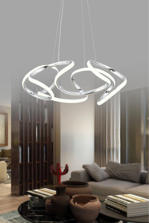 Honos Modern Sarkıt Beyaz Işık Led Avize Salon Mutfak Oda Hol Ledli Avize - Krom2