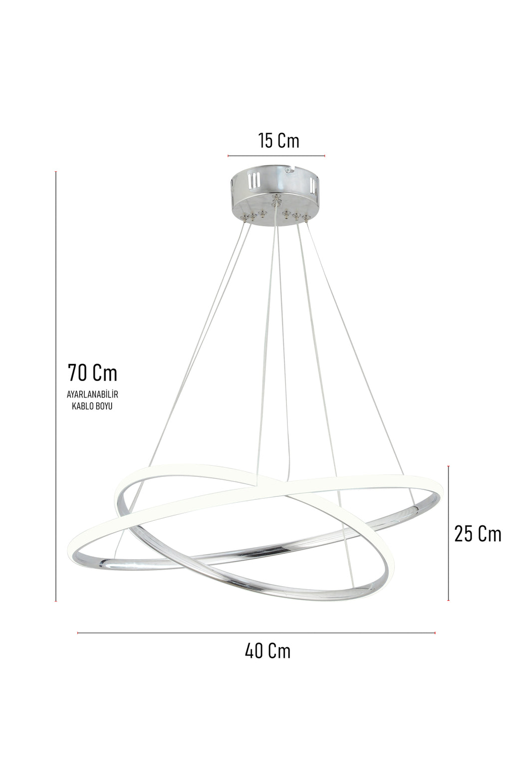 Bernardo 45x35 Büyük Çember Modern Sarkıt Beyaz Işık Led Avize - Krom