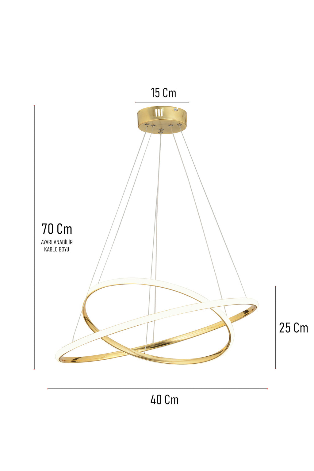 Bernardo 45x35 Büyük Çember Modern Sarkıt Beyaz Işık Led Avize - Gold