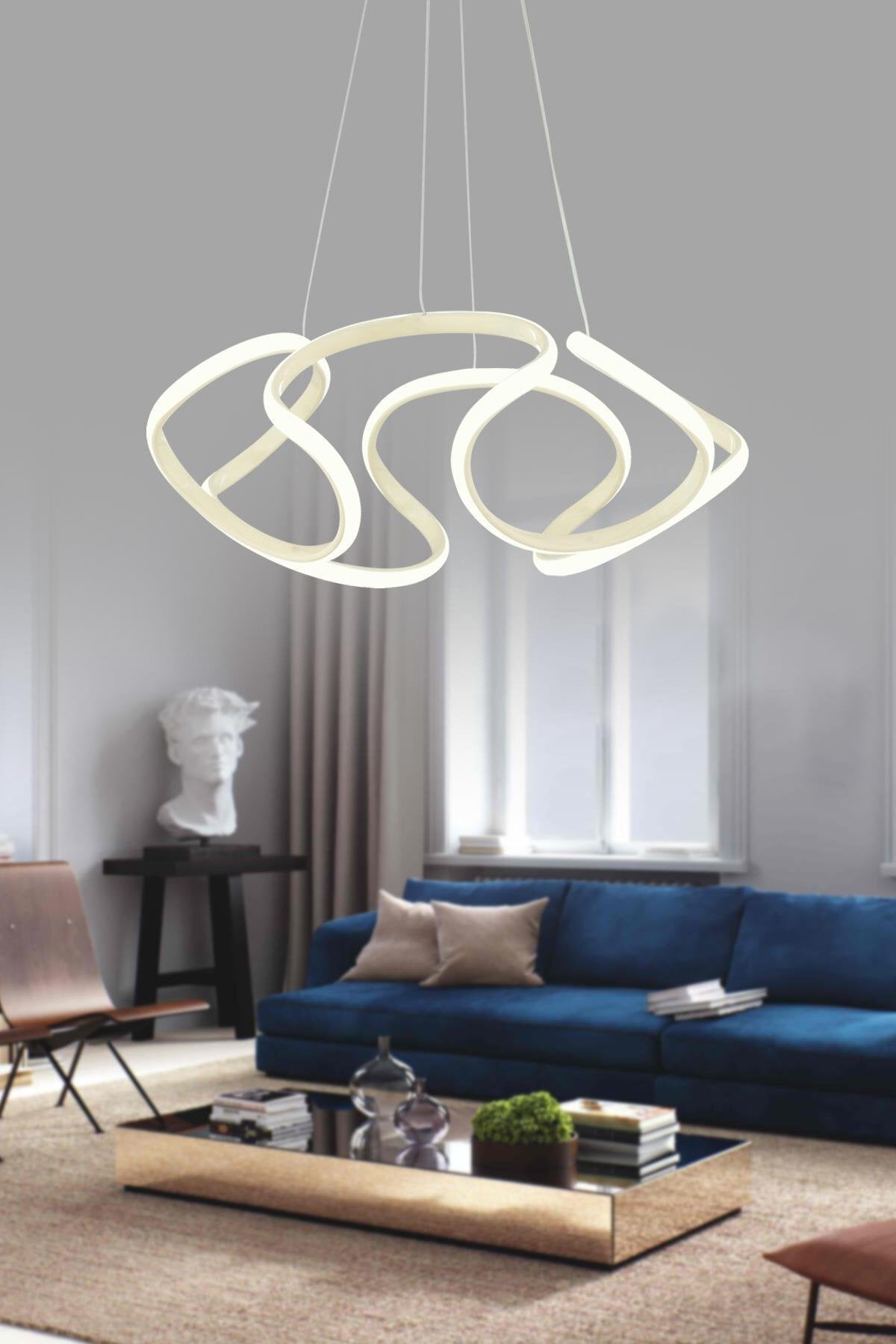 Honos Modern Sarkıt Beyaz Işık Led Avize Salon Mutfak Oda Hol Ledli Avize - Krem2