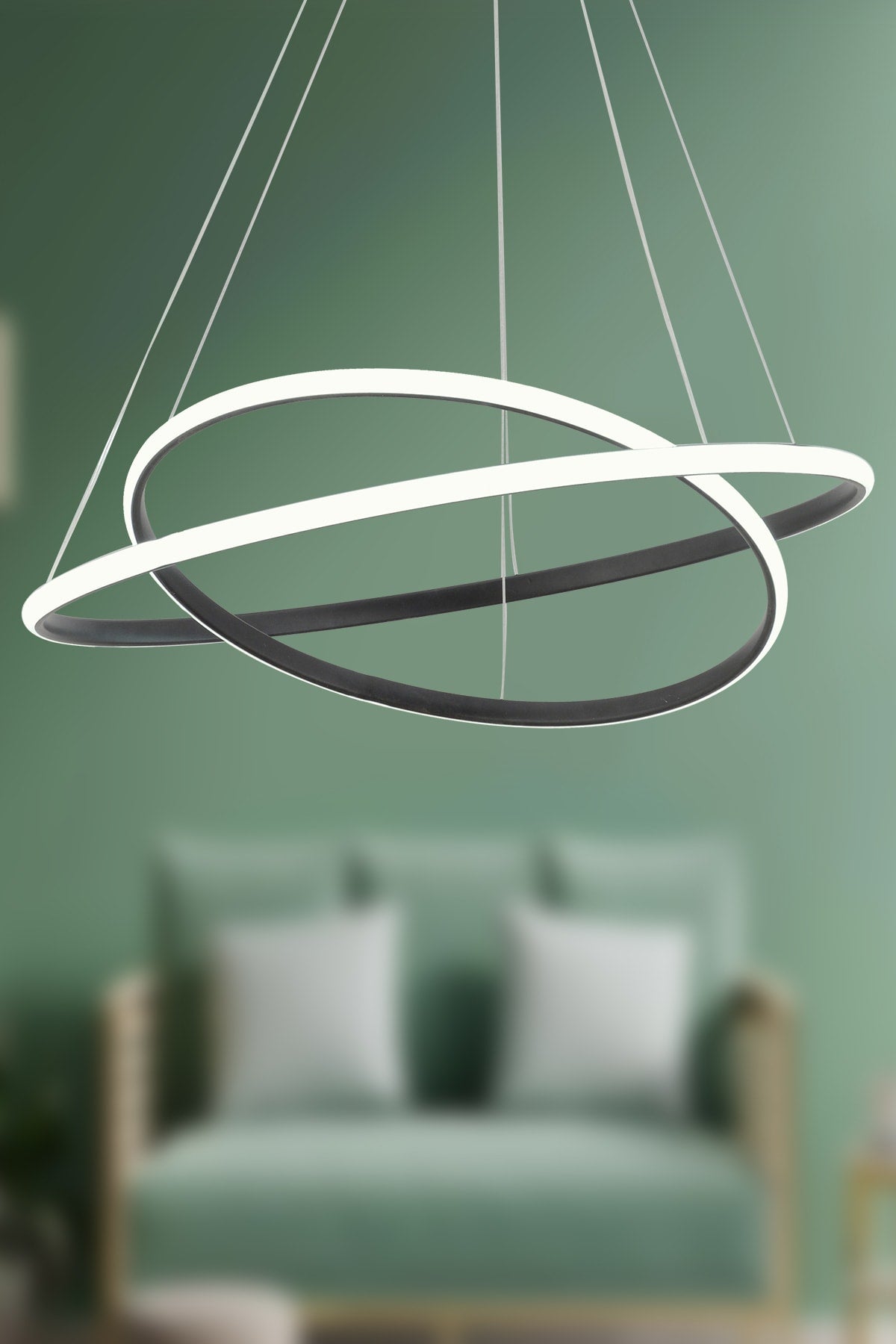 Bernardo 45x35 Büyük Çember Modern Sarkıt Beyaz Işık Led Avize - Siyah1