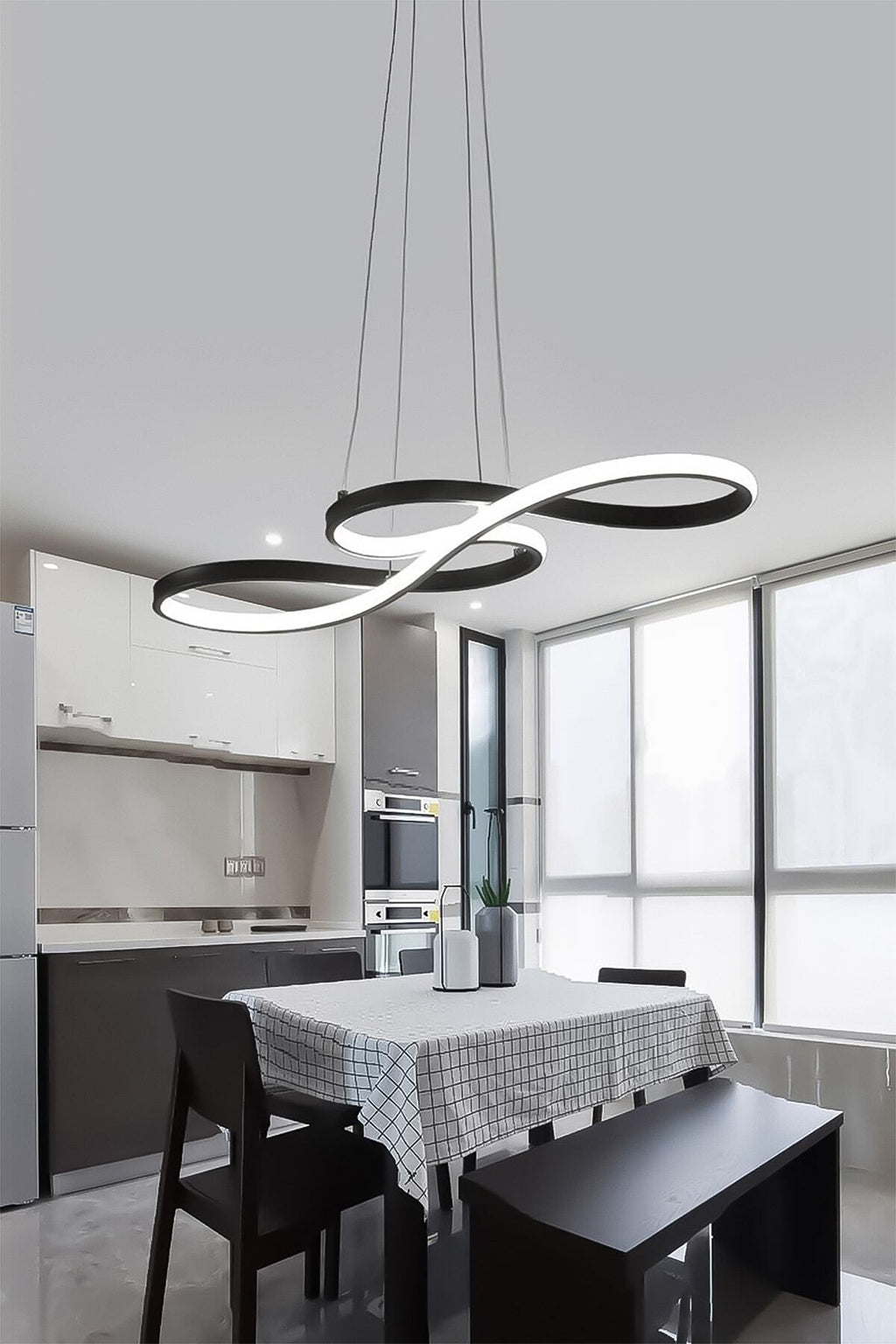 Modern Rimaldo Sarkıt Led Beyaz Power Ledli Salon Mutfak Oda Hol Ledli Avize - Siyah
