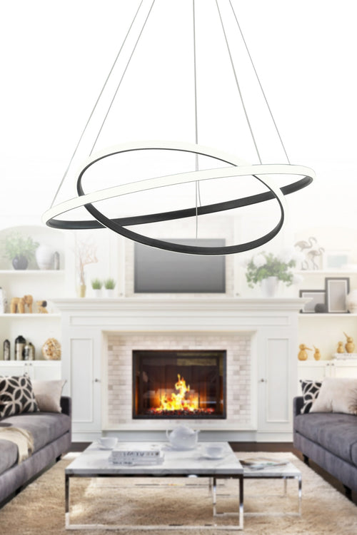 Bernardo 45x35 Büyük Çember Modern Sarkıt Beyaz Işık Led Avize - Siyah1